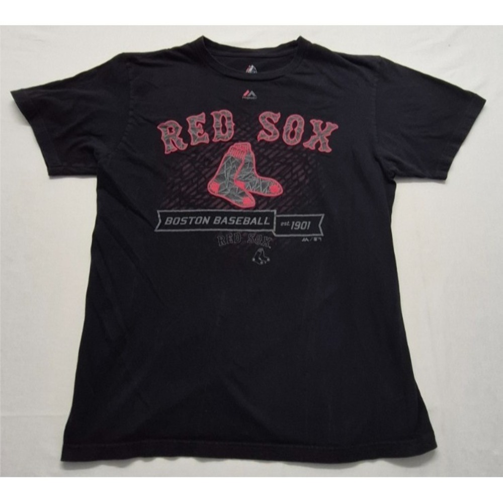Boston‎ Red Sox Men's T-shirt LG black graphic logo 100% Cotton game day MLB